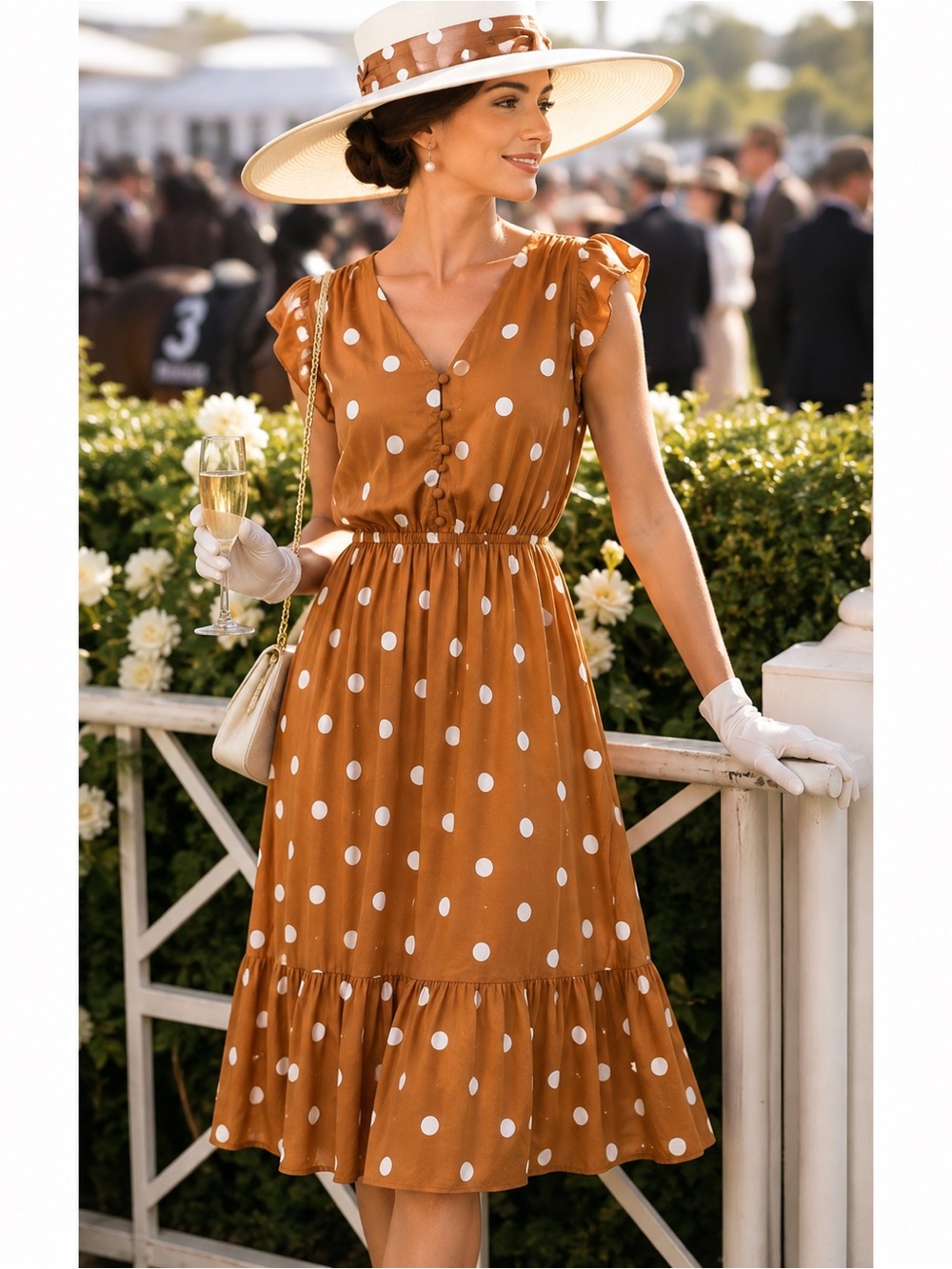 Old Navy Rust Polka Dot Midi Dress Size L Cottagecore Fall Dress